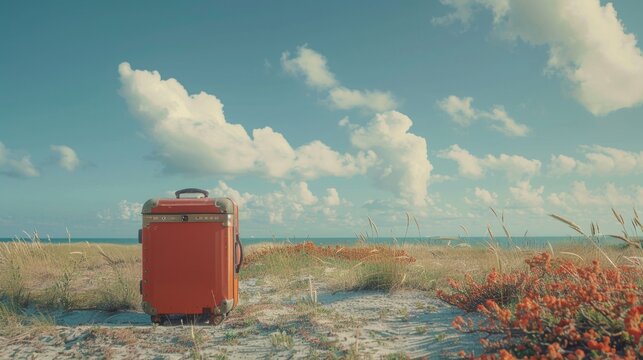 A high-quality stock image of a travel suitcase positioned on the left side, with ample space on the right for text. Ideal for travel and vacation content.