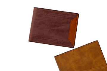 Black wallet on white background.