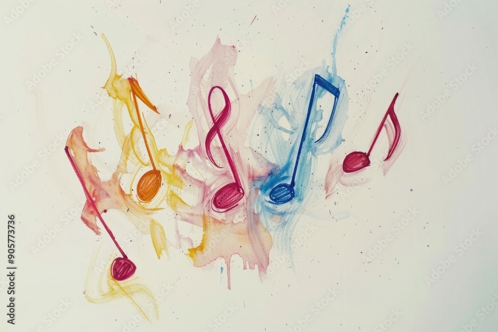 Poster A collection of colorful musical notes on a white background, perfect for music-related projects and designs