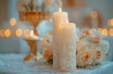 Topic divine ceremony: child baptism in church, infant christening, revered catholic observance connecting with god, sacred traditions, Christian rites, faithfully adhering to god's holy ordinances