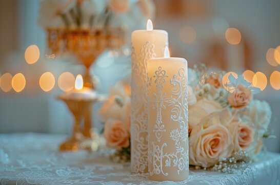 Topic divine ceremony: child baptism in church, infant christening, revered catholic observance connecting with god, sacred traditions, Christian rites, faithfully adhering to god's holy ordinances