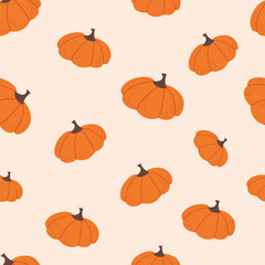 Seamless pattern with pumpkin. Cute fall pattern. Thanksgiving, Halloween. Autumn theme. Pattern for textiles, wrapping paper, background.