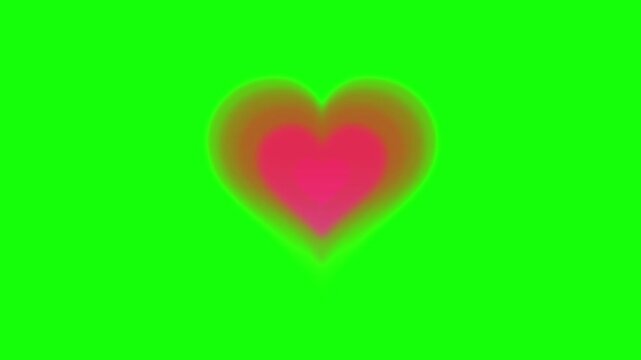 green heart shaped candy Pop up animation motion graphic with chroma green screen clip template 4k
