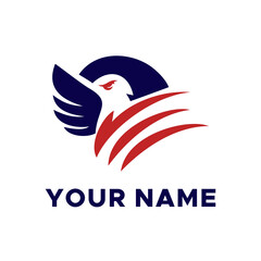 Fototapeta premium logo combination of eagle head with United States flag 