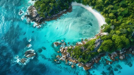 Aerial wiev of a coast in Seychelles