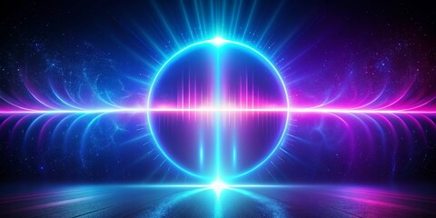 Obraz premium Cosmic Gateway Digital Art with Blue and Pink Neon Lights, Abstract Circle, and Starry Night Background, digital art, neon lights, abstract circle, starry night