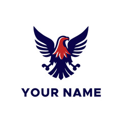 Fototapeta premium logo combination of eagle head with United States flag 