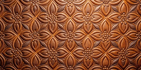 Embossed Leather Floral Pattern, brown, texture, intricate, design, leatherwork, craft