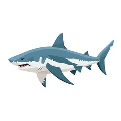 Fototapeta premium Shark Scandinavian Minimalism animal fashion cartoon isolated whitebackground 16:9