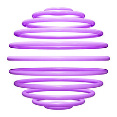 Lilac tubes in the form of sphere. Abstract geometric shape made of purple plastic with a glossy surface on a transparent background.
