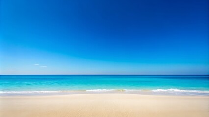 Fototapeta premium Seascape - Azure Sky Meets Tranquil Blue Waters and Golden Sand, beach , ocean , blue sky , tropical