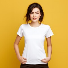 Obraz premium girl wearing Bella canvas white shirt mockup, print presentation mockup