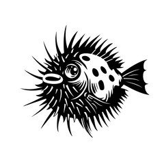 Pufferfish Black Vector Illustration