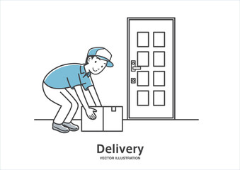 置き配する男性の配達員