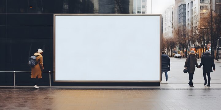 public area signboard mockup, Blank digital signage screen in a public place