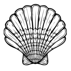 Scallop Shell Black Vector Illustration