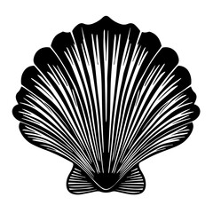 Scallop Shell Black Vector Illustration