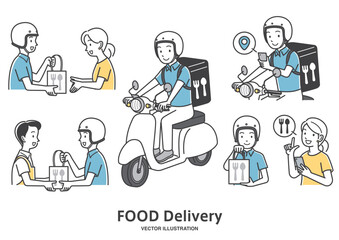 フードデリバリーの男性イラスト素材