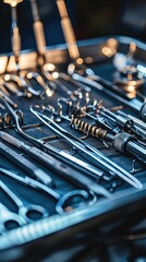 A close-up view of surgical instruments. AI.