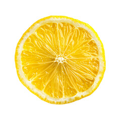 Top Down View of Isolated Lemon Slice on Transparent Background