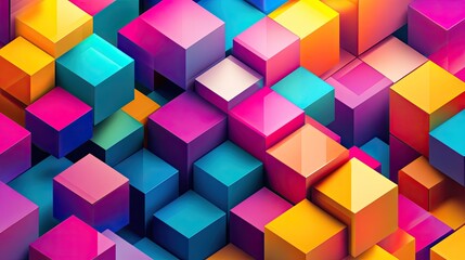 Obraz premium Abstract 3D cubes forming a seamless design in bold hues