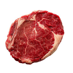 Raw Ribeye Steak Top View Isolated on Transparent Background