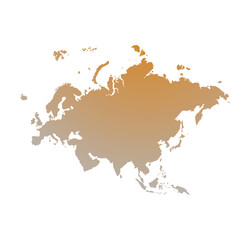 Map of Eurasia, sign silhouette. World Map Globe. Vector Illustration isolated on white background. Europe and Asia continent