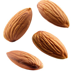 almonds floating in air isolated on white background
