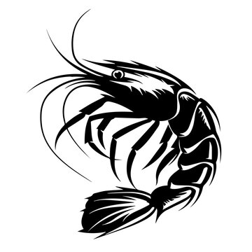 recommend clip art: Shrimp Black Vector Illustration