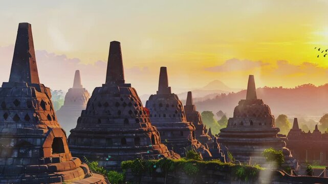 Borobudur Temple in the morning