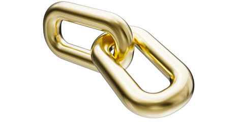 Golden chain isolated on a transparent background. 3D render of yellow metal chain.