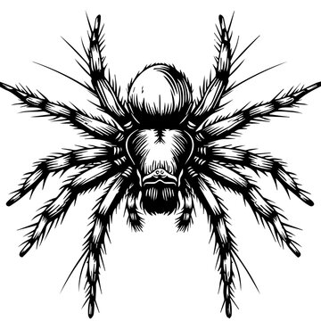black spider detailed line art clip art preview
