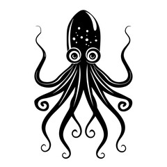 Squid Black Vector Illustration