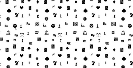 casino seamless pattern. solid icon pattern. black and white icons