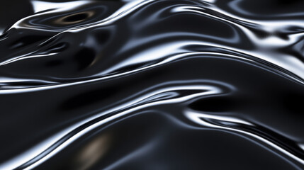 Obraz premium A close-up of glossy black liquid waves creating a luxurious and elegant texture.