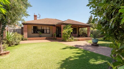 Charming house with well-maintained garden and ample copy space.