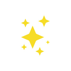 Yellow stars icons, sparkling stars with yellow bright color. vector illustration isolated on white background.