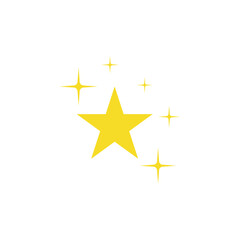 Yellow stars icons, sparkling stars with yellow bright color. vector illustration isolated on white background.