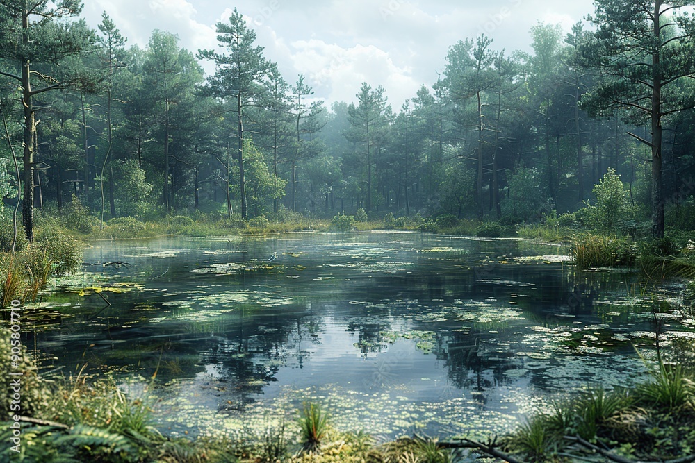 Wall mural Serene Forest Pond