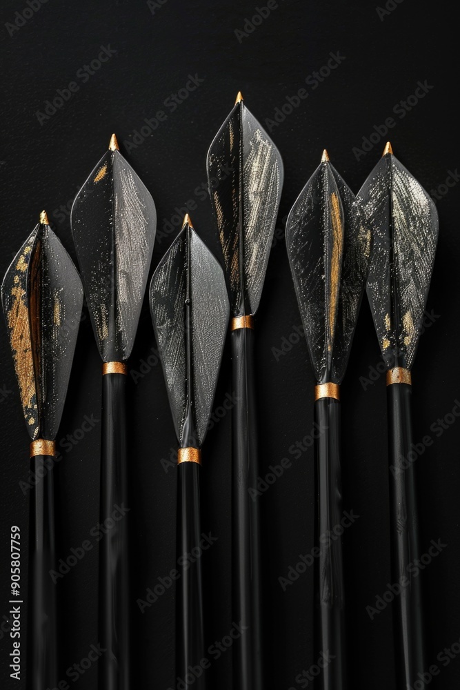 Poster A set of four arrows with black and gold colors, suitable for various designs and compositions