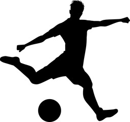 Male soccer player silhouette kicking soccer ball vector graphic © Joe