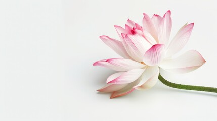 Fototapeta premium A vibrant lotus flower in full bloom, showcasing its delicate petals, isolated on a white background with ample space for copy text or branding