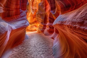 Antelope Canyon in Arizona displays mesmerizing colors and patterns formed by millions of years of erosion.