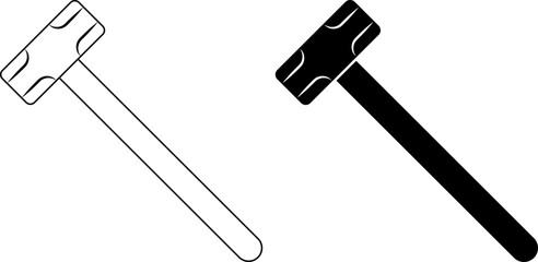 outline silhouette Sledgehammer icon set