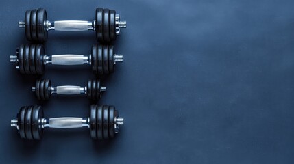 Compact dumbbells health diet blueprint fitness regime kickoff gym gear for workouts wellness idea with room for banner