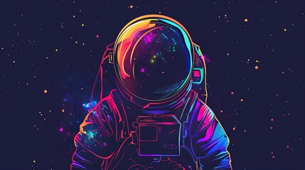 Astronaut in Space with a Colorful Galaxy in the Background