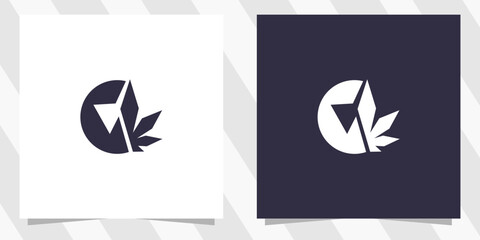 letter c with cannabis logo design