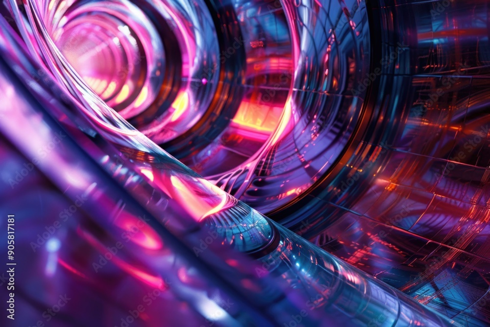 Poster a close-up shot of a spiral-shaped object, ideal for use in science or technology illustrations