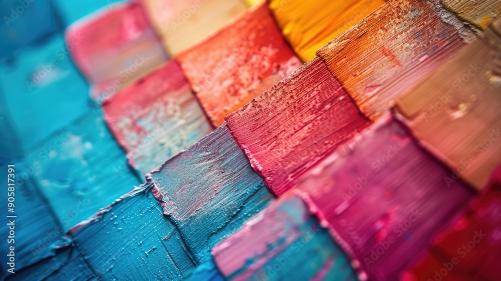 Poster a close up shot of a vibrant and creative painting on a canvas, perfect for showcasing artistic expr