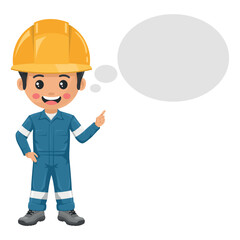 Industrial mechanic worker with his personal protective equipment thinking with space for text for advertising, presentations, brochures. Industrial safety and occupational health at work